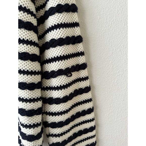 La Linge Women’s M Braid Stripe Cardigan Navy White Classic Nautical Designer - Picture 7 of 9